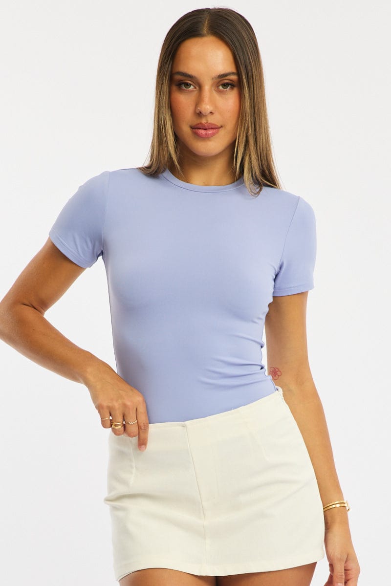 Purple Supersoft Crew Neck Short Sleeve for Ally Fashion