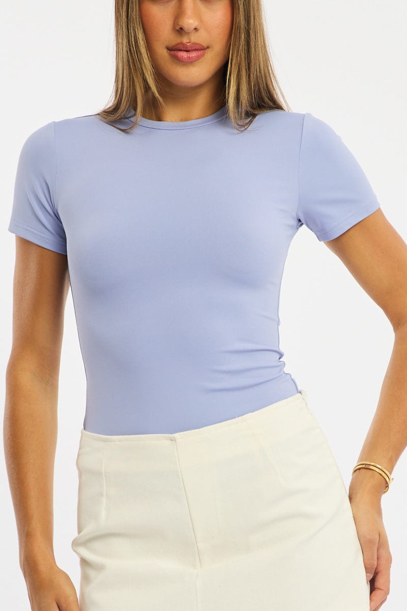 Purple Supersoft Crew Neck Short Sleeve for Ally Fashion