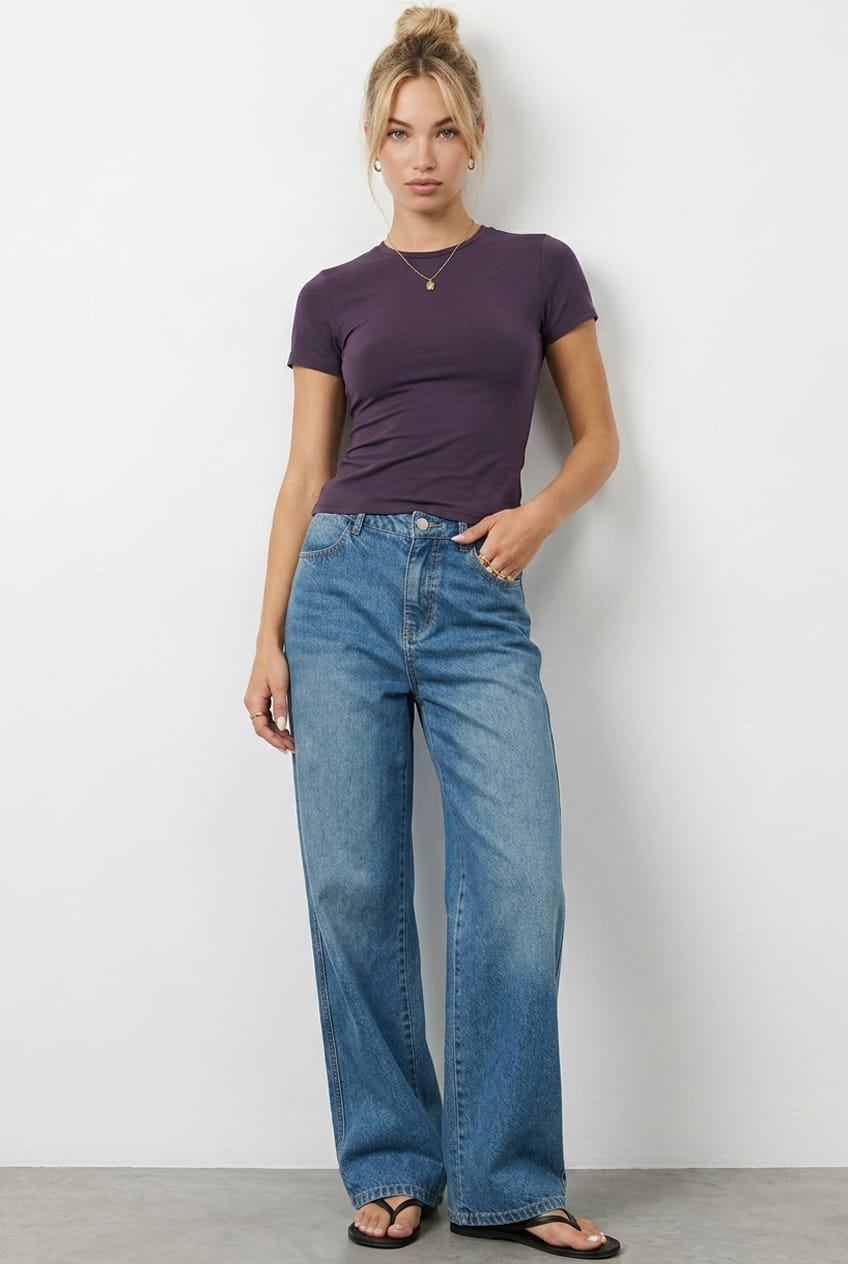 Purple Supersoft Crew Neck Short-Sleeve from Ally Fashion