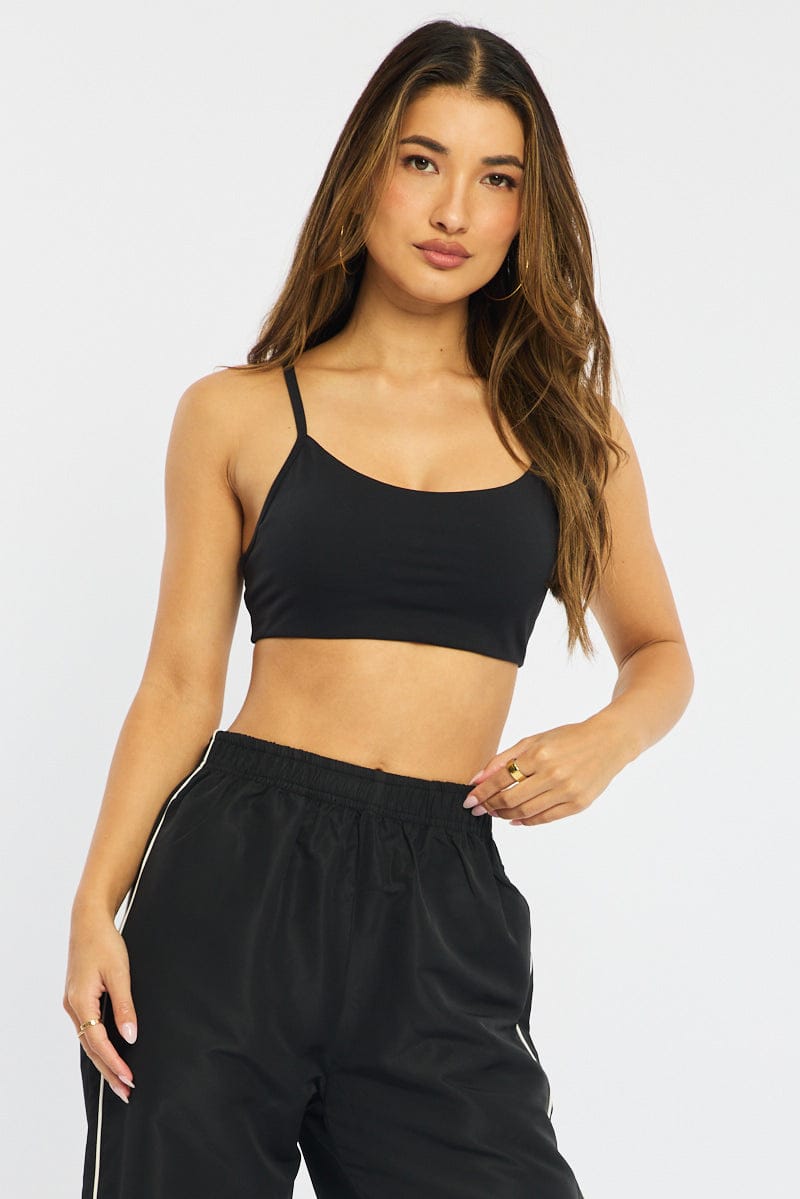 Black Bralette Cropped Scoop Neck for Ally Fashion