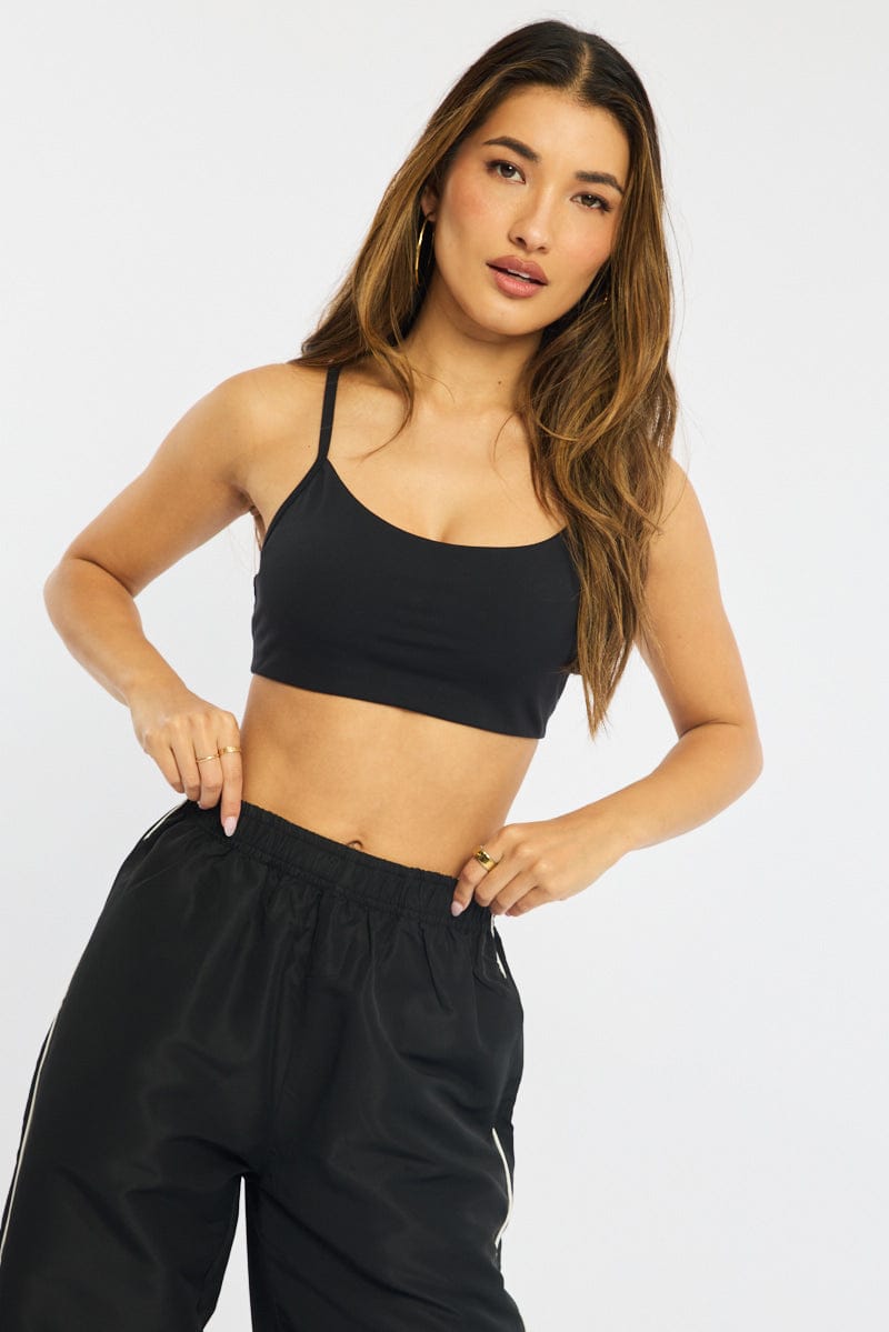 Black Bralette Cropped Scoop Neck for Ally Fashion