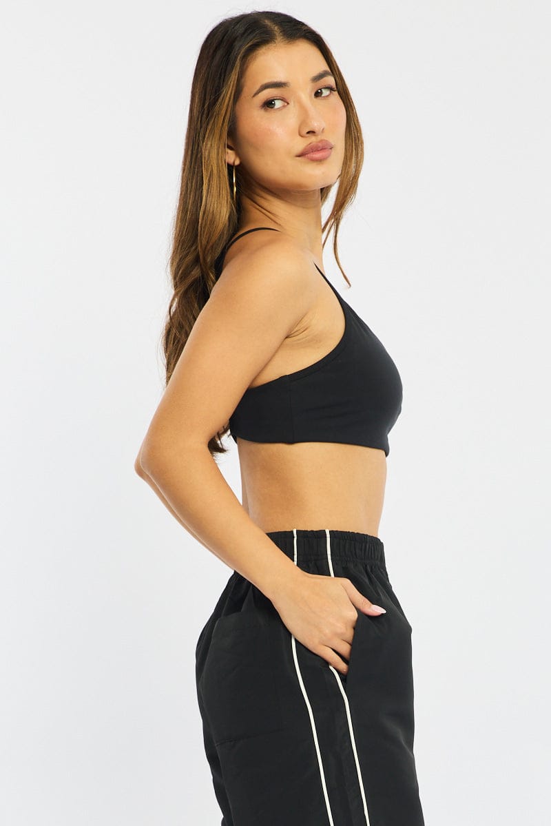 Black Bralette Cropped Scoop Neck for Ally Fashion