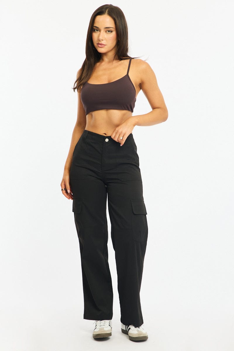 Brown Bralette Cropped Scoop Neck for Ally Fashion