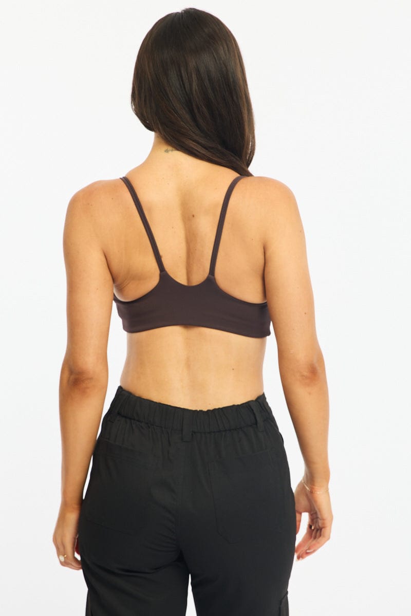 Brown Bralette Cropped Scoop Neck for Ally Fashion