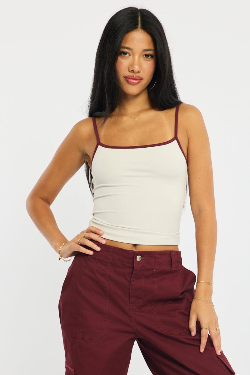 Grey Scoop Neck Singlet Tank Top for Ally Fashion