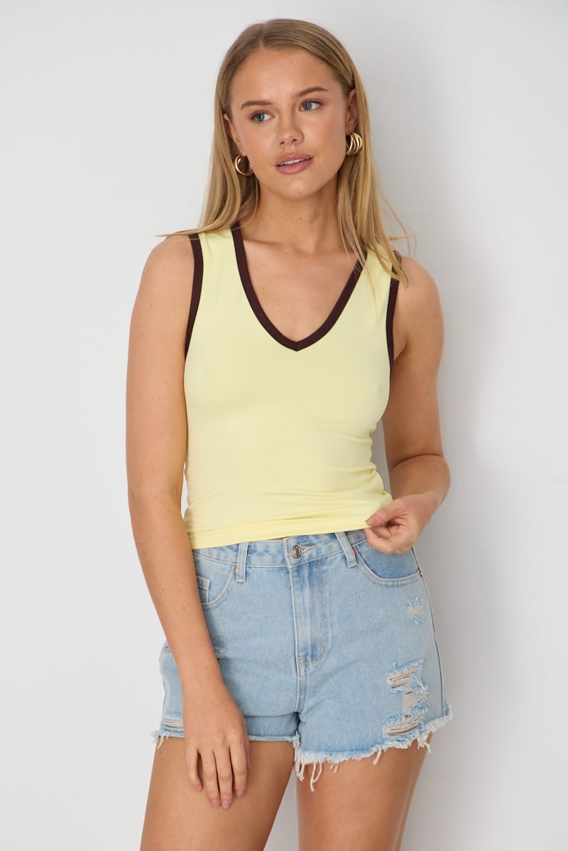 Yellow Tank Sleeveless for Ally Fashion