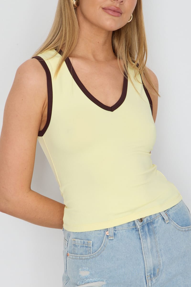 Yellow Tank Sleeveless for Ally Fashion