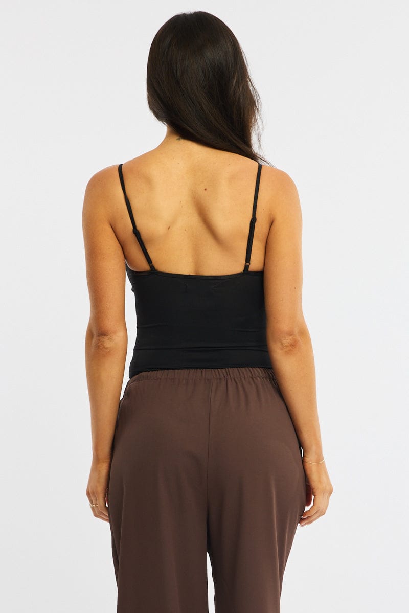 Black Bodysuit Singlet V-neck Supersoft for Ally Fashion