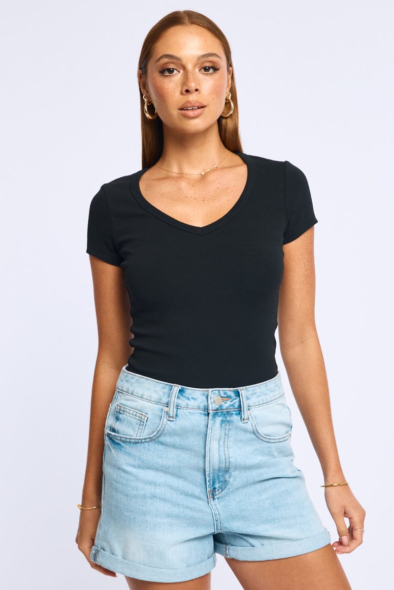 Black T-shirt Short Sleeve for Ally Fashion