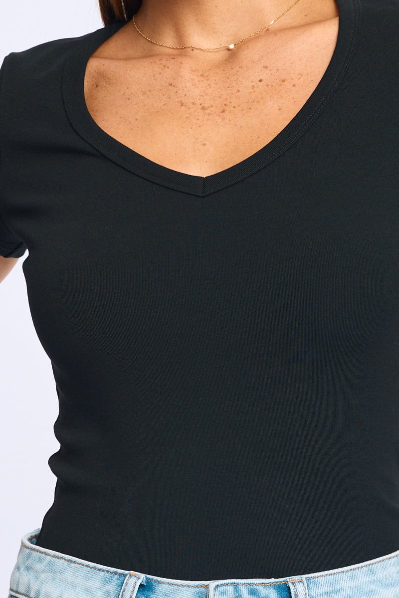 Black T-shirt Short Sleeve for Ally Fashion