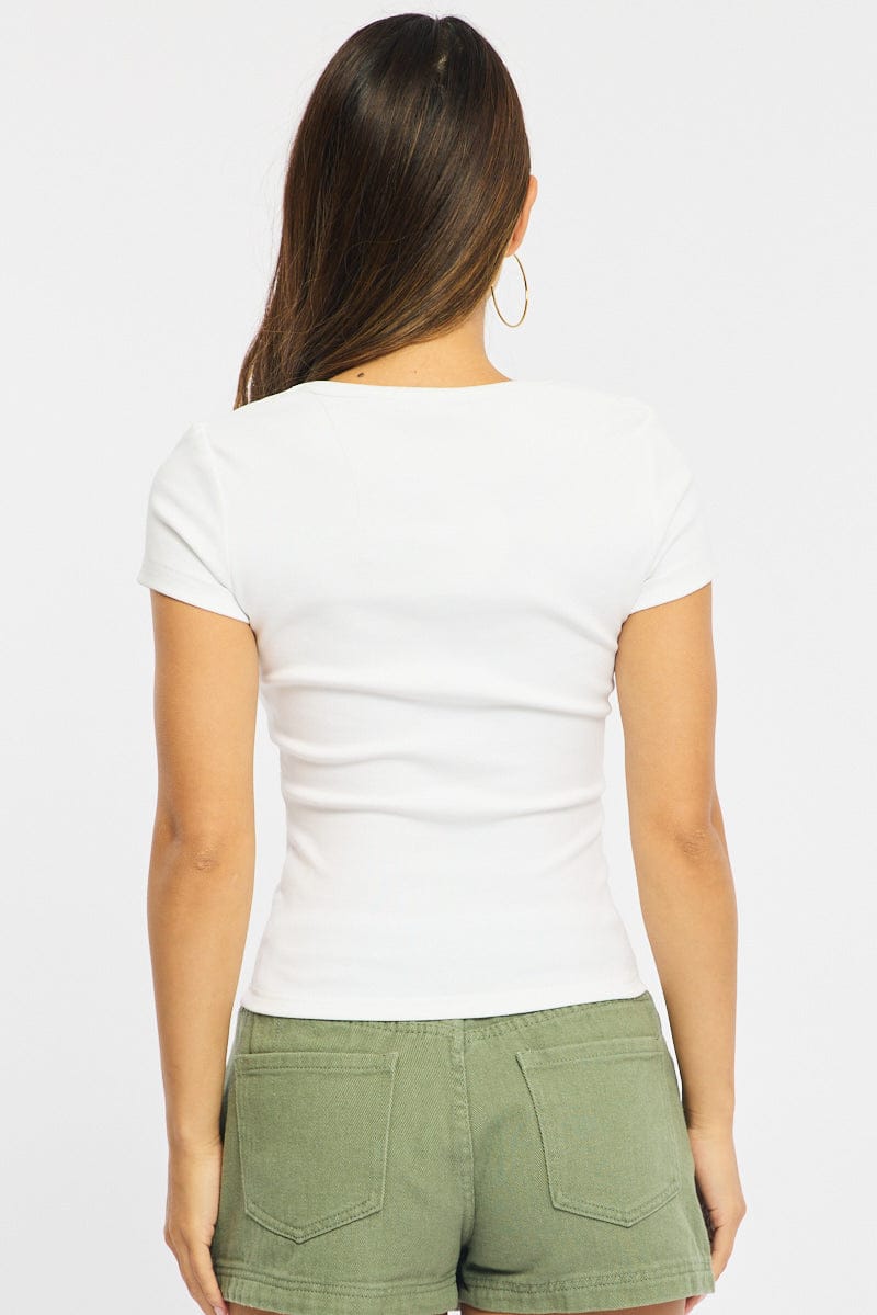 White T-shirt Short Sleeve for Ally Fashion