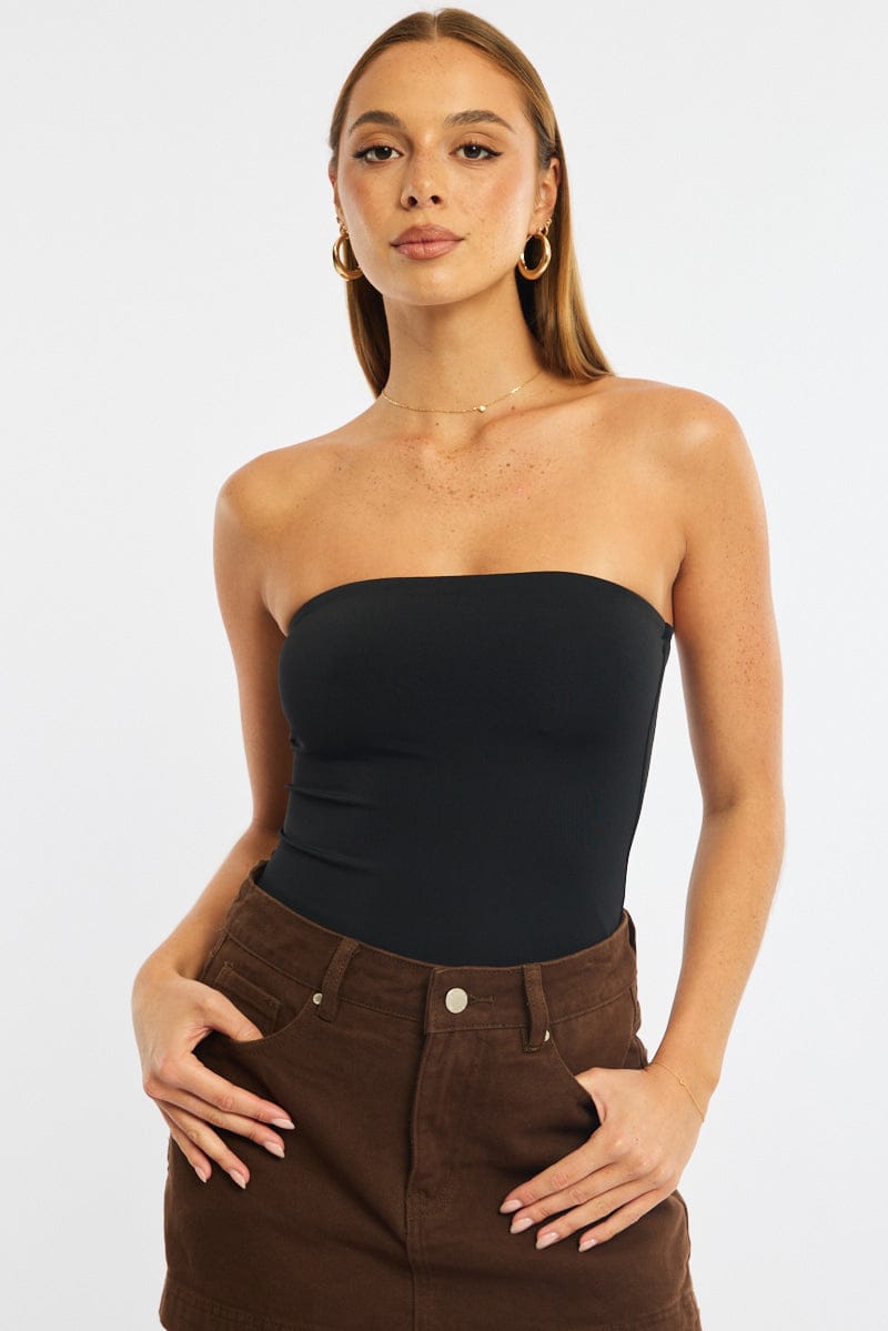 Black Bodysuit Boobtube Supersoft for Ally Fashion