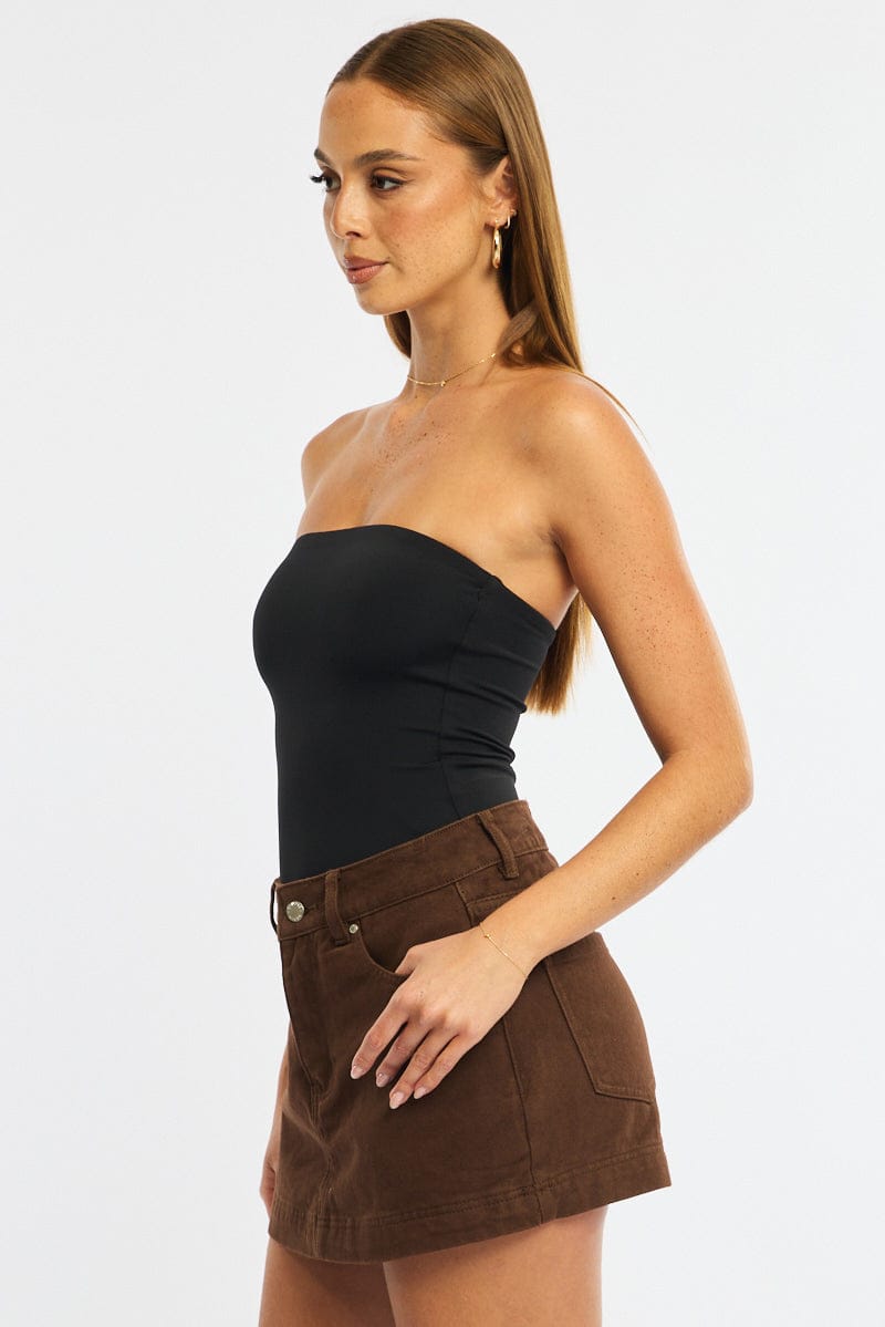 Black Bodysuit Boobtube Supersoft for Ally Fashion