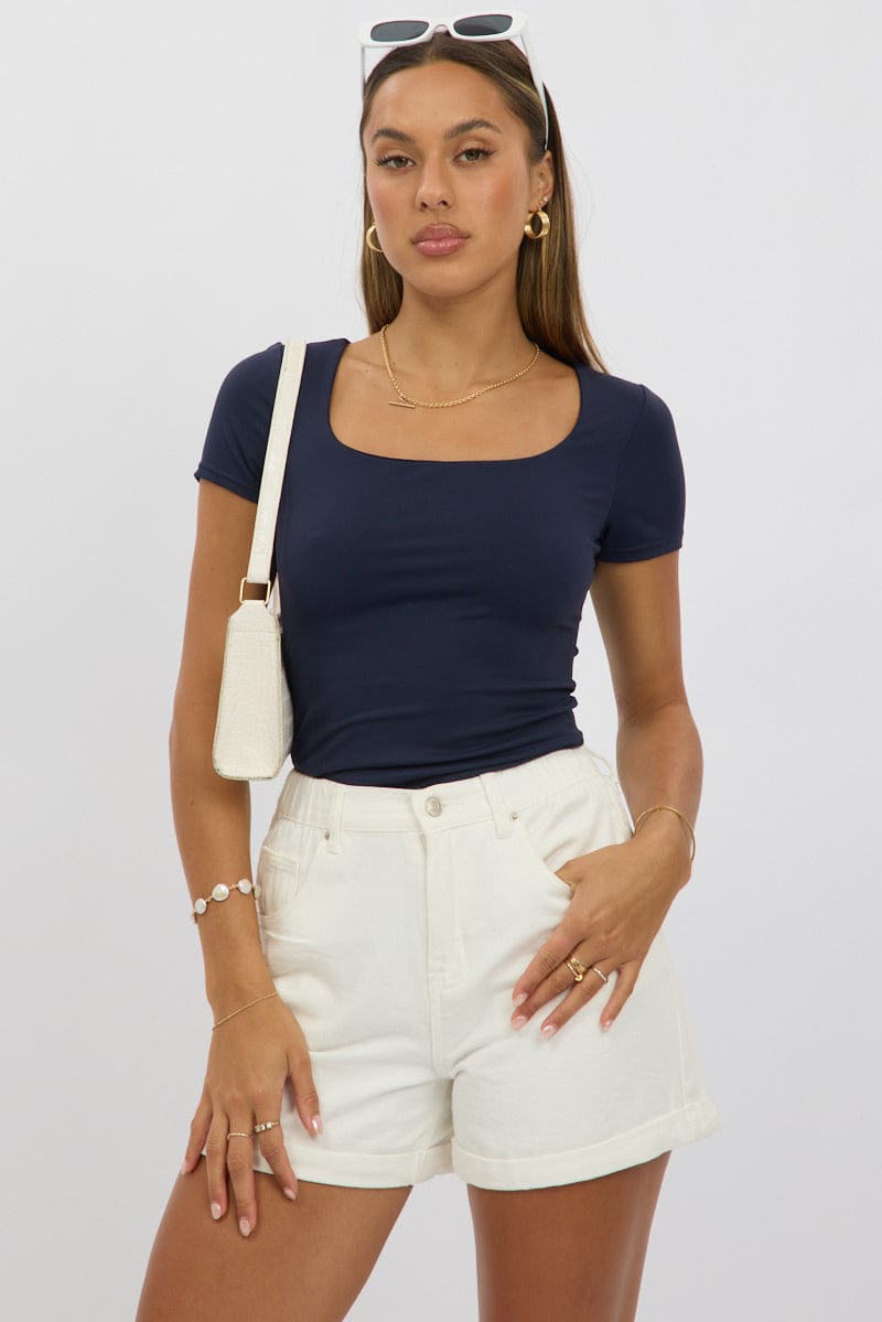 Blue Supersoft Top Short Sleeve for Ally Fashion