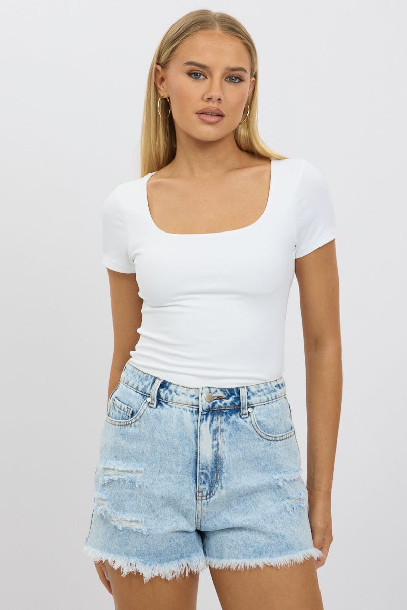 White Supersoft Top Short Sleeve for Ally Fashion