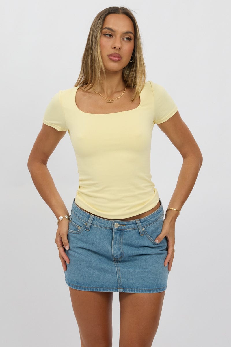 Yellow Supersoft Top Short Sleeve for Ally Fashion