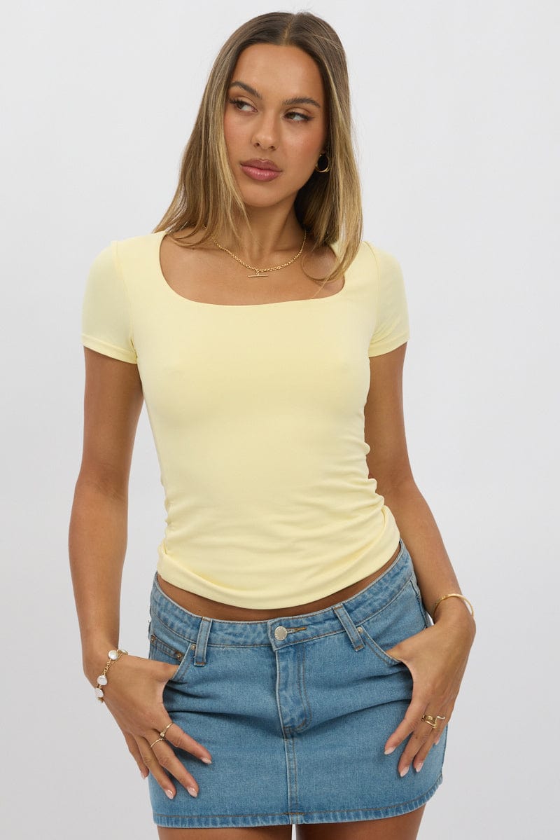 Yellow Supersoft Top Short Sleeve for Ally Fashion