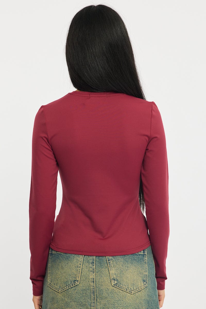 Red T-shirt - Long Sleeve - Skinny Fit - Round Neck - for Ally Fashion