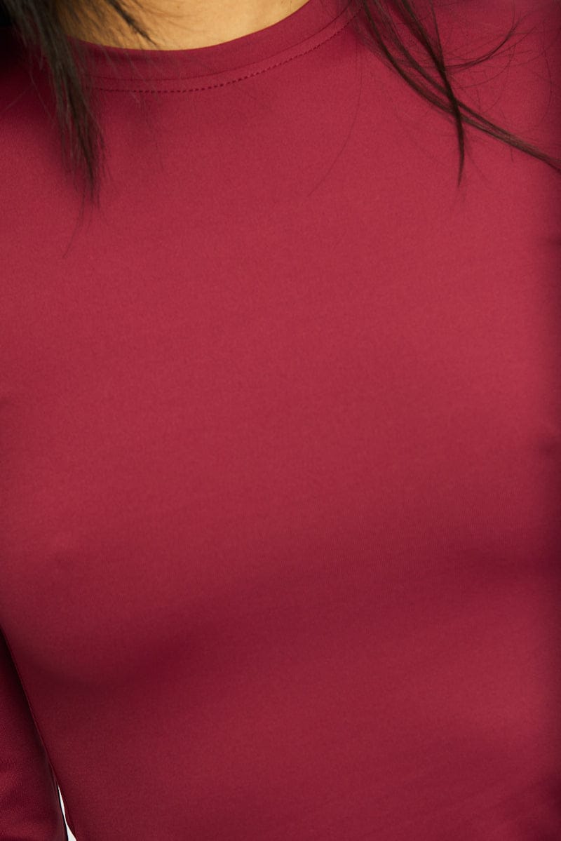 Red T-shirt - Long Sleeve - Skinny Fit - Round Neck - for Ally Fashion