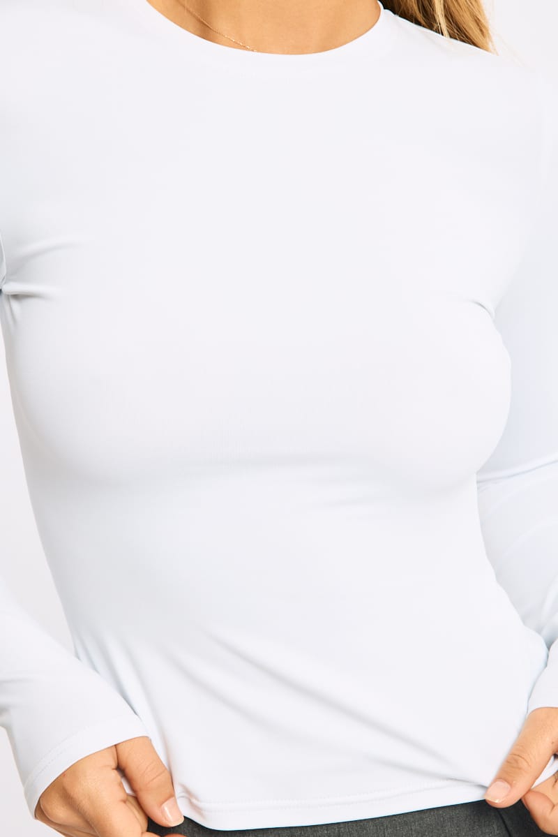 White Long Sleeve Skinny Fit T-Shirt for Ally Fashion