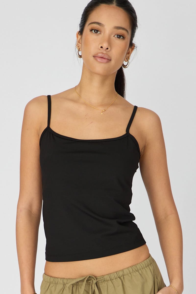 Black Supersoft Cami Scoop-Neck Strappy Slim-Fit from Ally Fashion