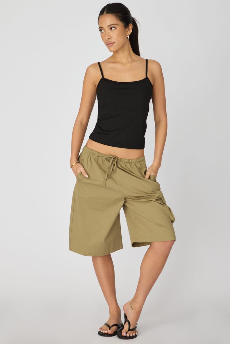 Black Supersoft Cami Scoop Neck Strappy Slim Fit for Ally Fashion