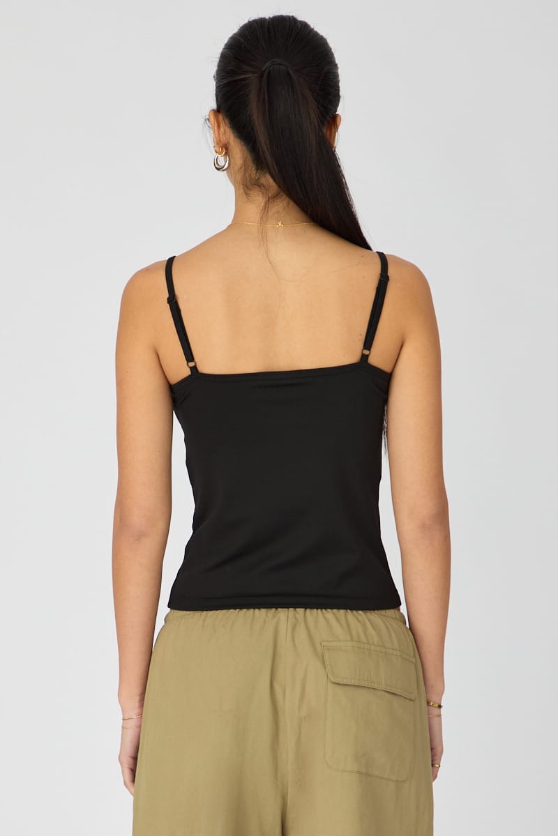 Black Supersoft Cami Scoop Neck Strappy Slim Fit for Ally Fashion