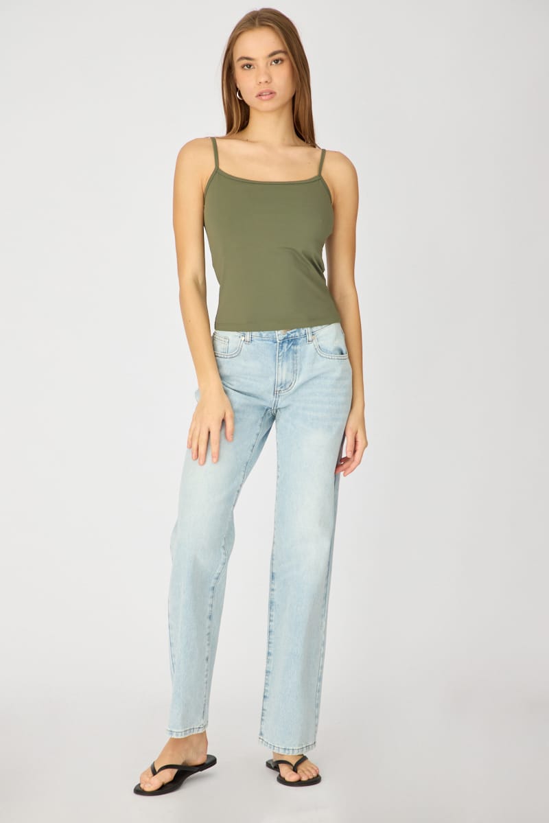 Green Supersoft Cami Scoop Neck Strappy Slim Fit for Ally Fashion