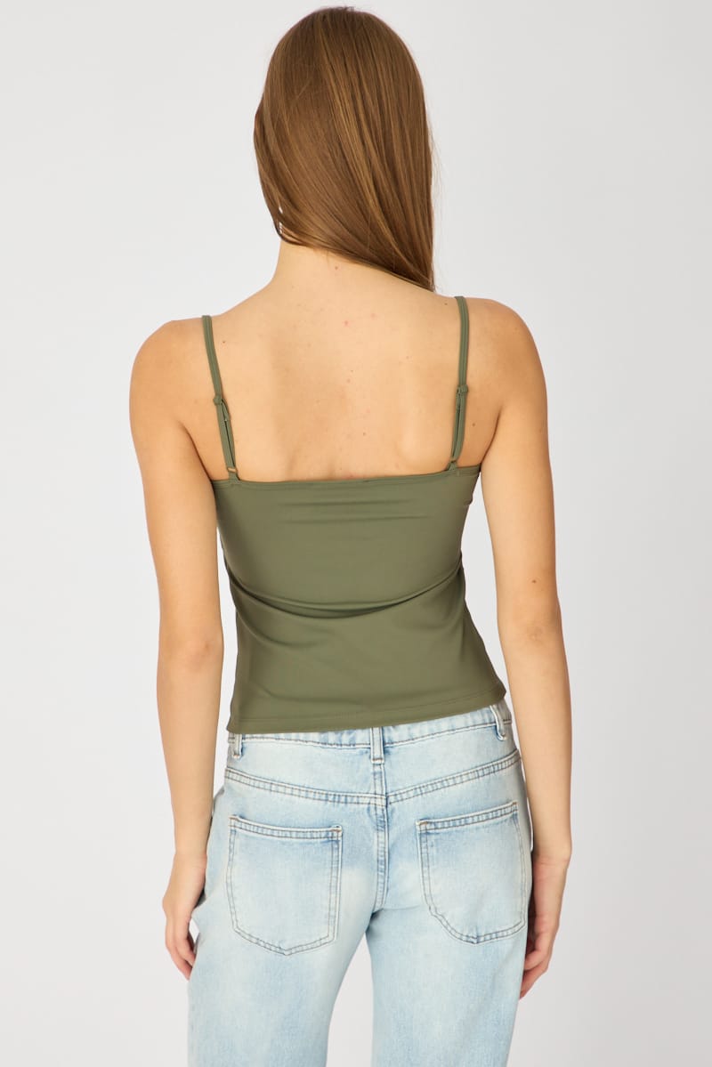 Green Supersoft Cami Scoop Neck Strappy Slim Fit for Ally Fashion