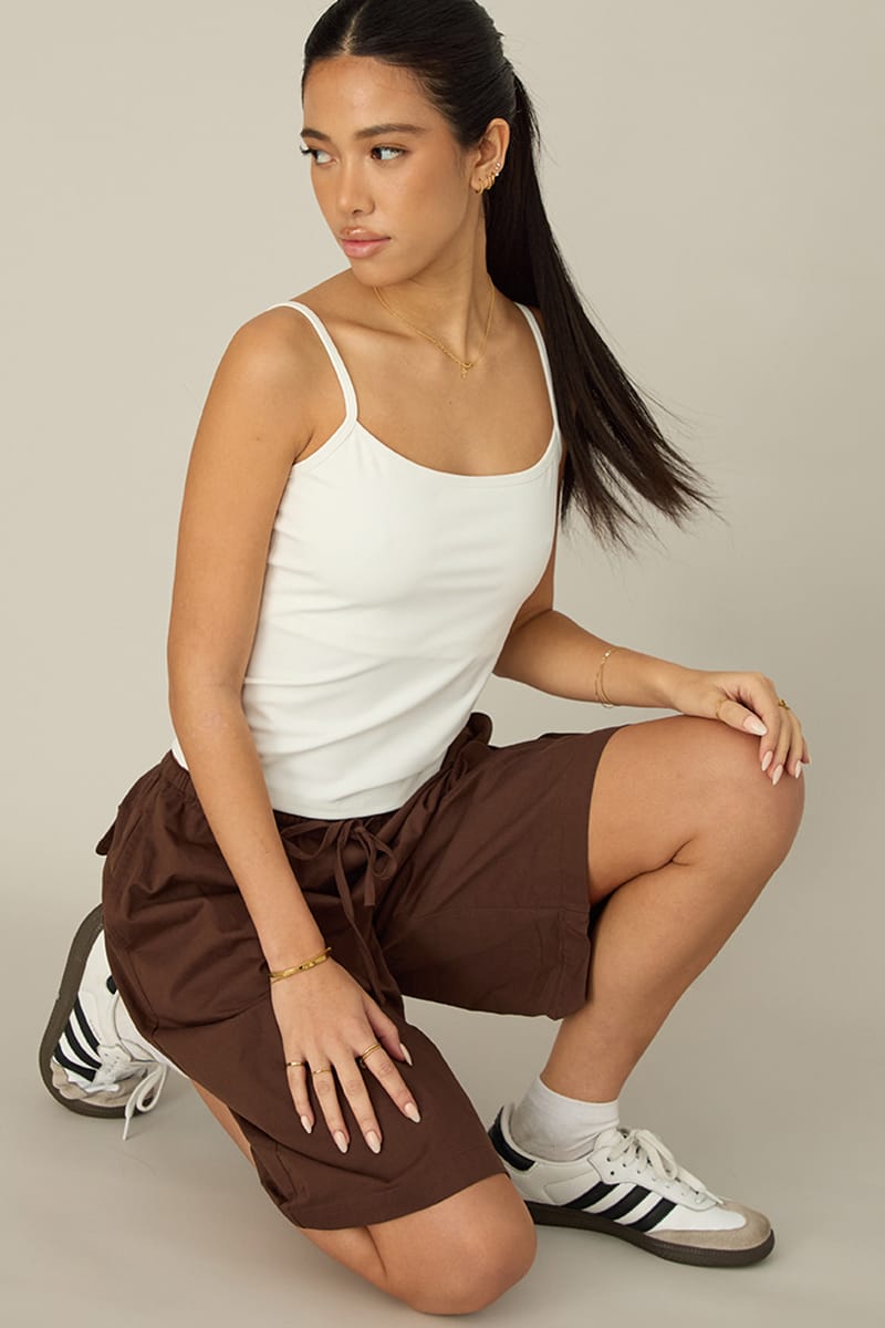 White Supersoft Cami Scoop Neck Strappy Slim Fit for Ally Fashion