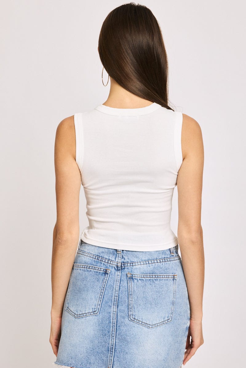 White Button Front Top for Ally Fashion