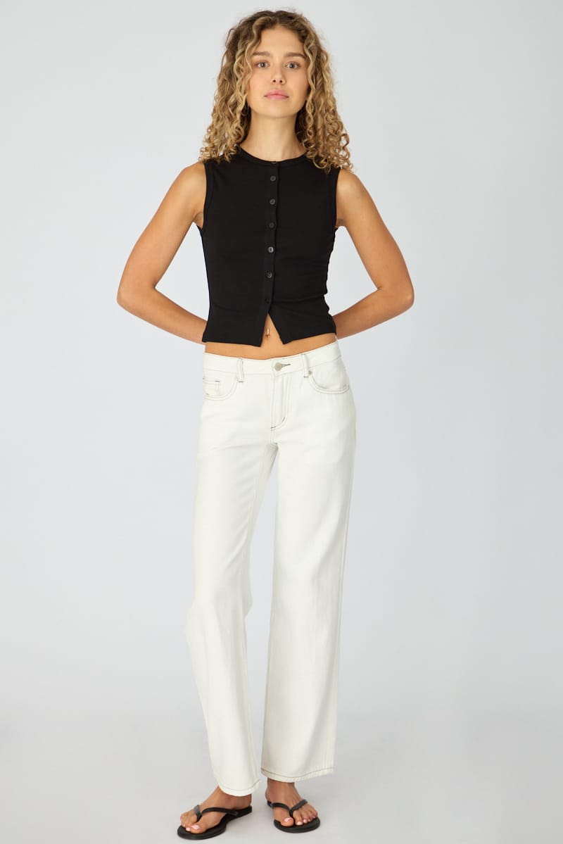 Black Button Front Top for Ally Fashion