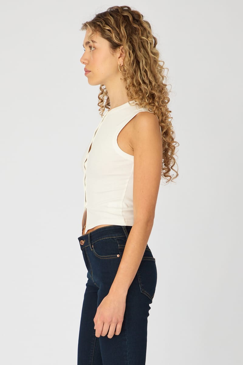 White Button Front Top for Ally Fashion