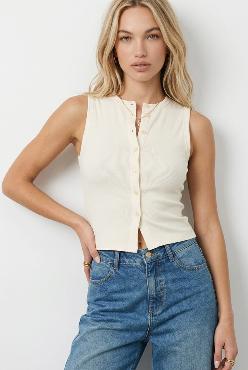 White Button Front Top from Ally Fashion