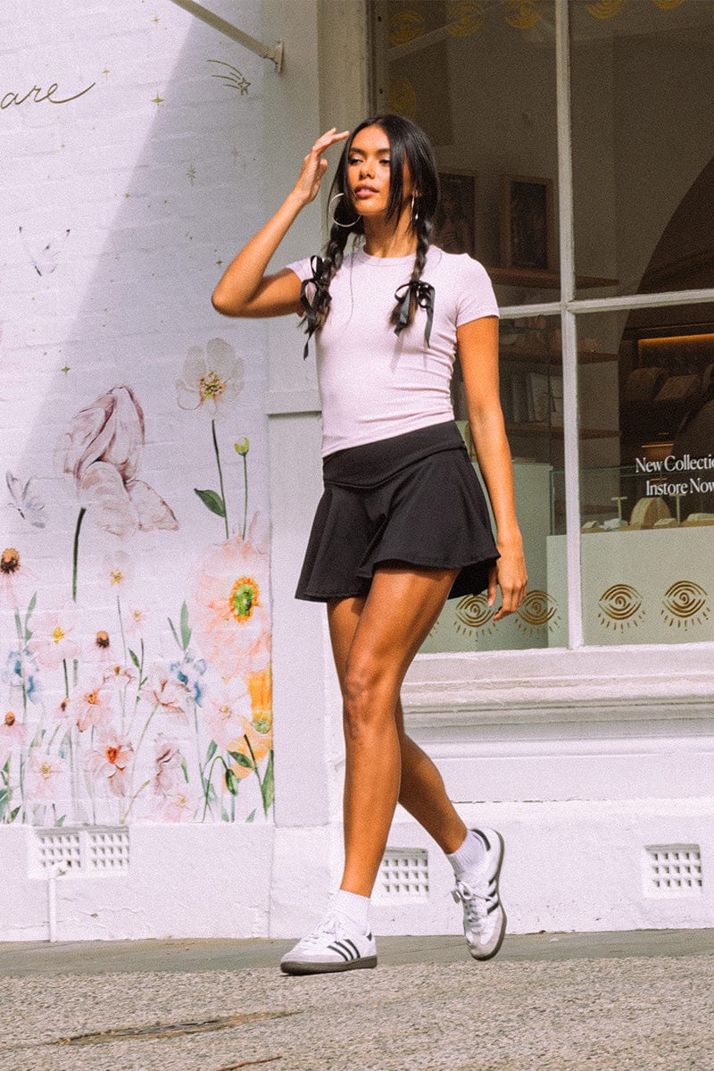 Black Flare Mini Skort for Ally Fashion