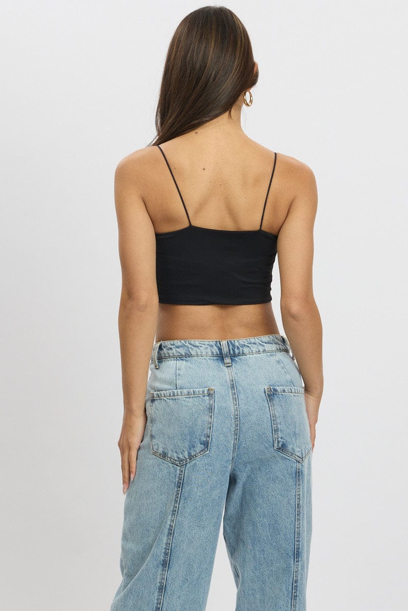 Black Cropped Cami Top Supersoft for Ally Fashion