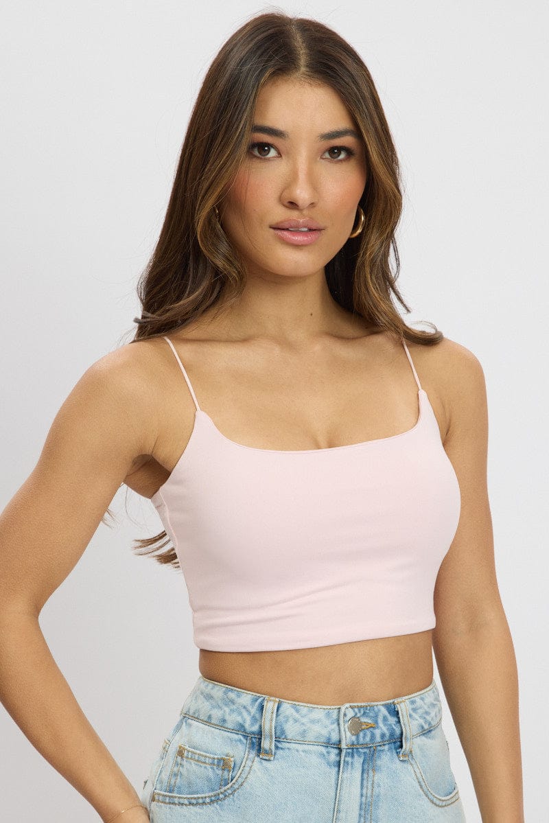 Pink Cropped Cami Top Supersoft for Ally Fashion