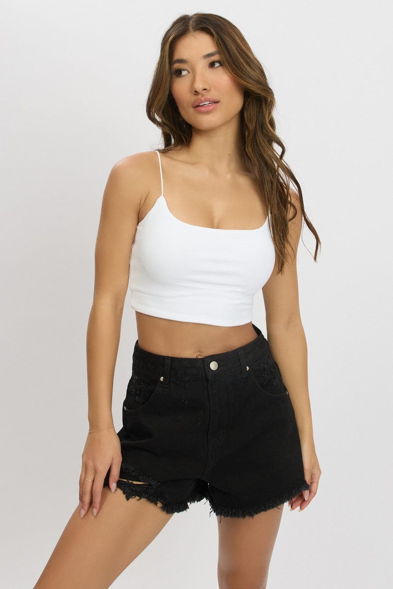 White Cropped Cami Top Supersoft for Ally Fashion