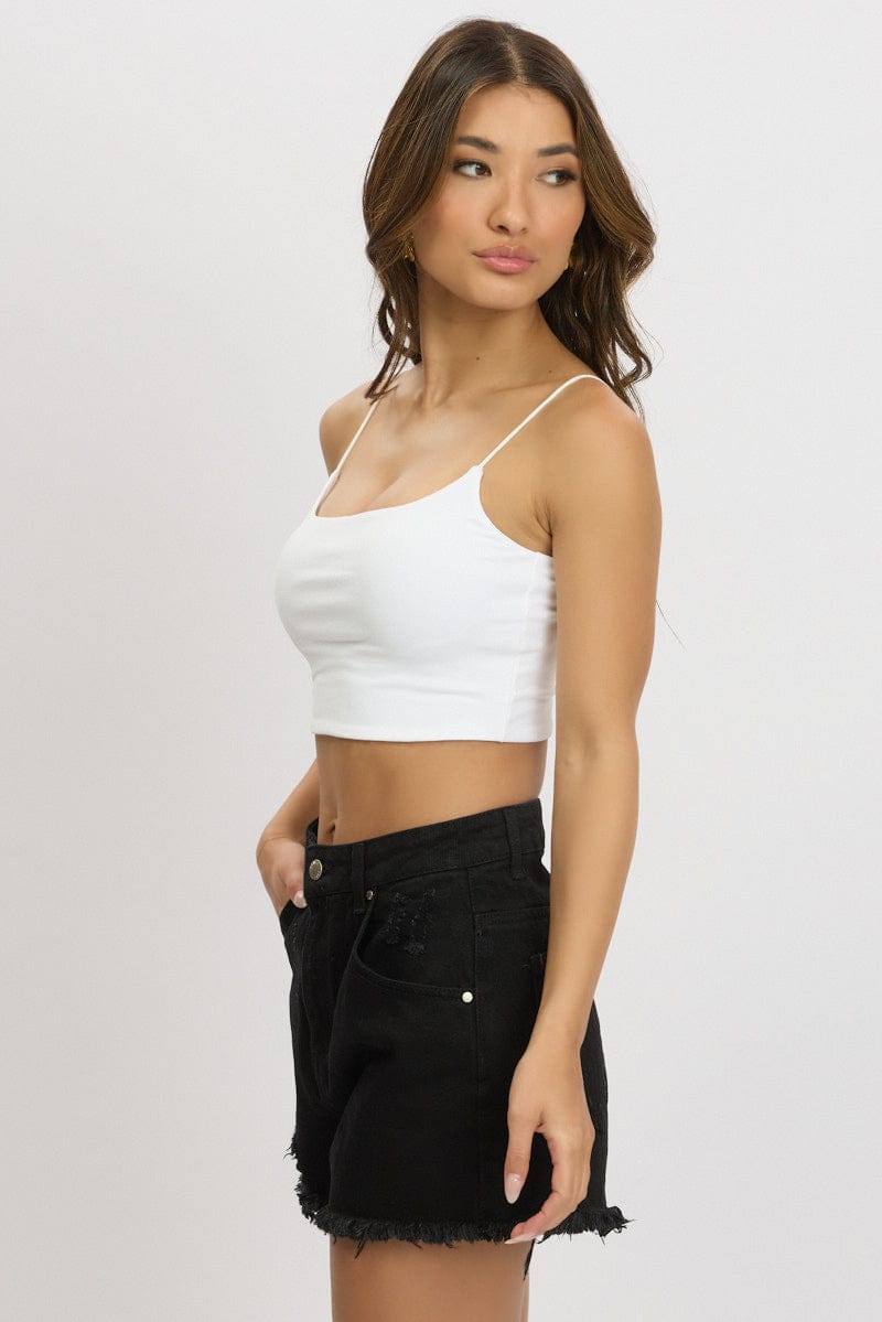 White Cropped Cami Top Supersoft for Ally Fashion