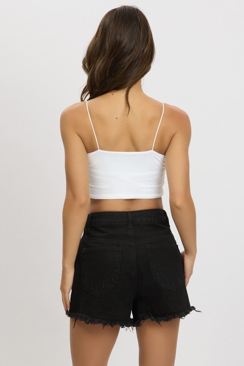 White Cropped Cami Top Supersoft for Ally Fashion