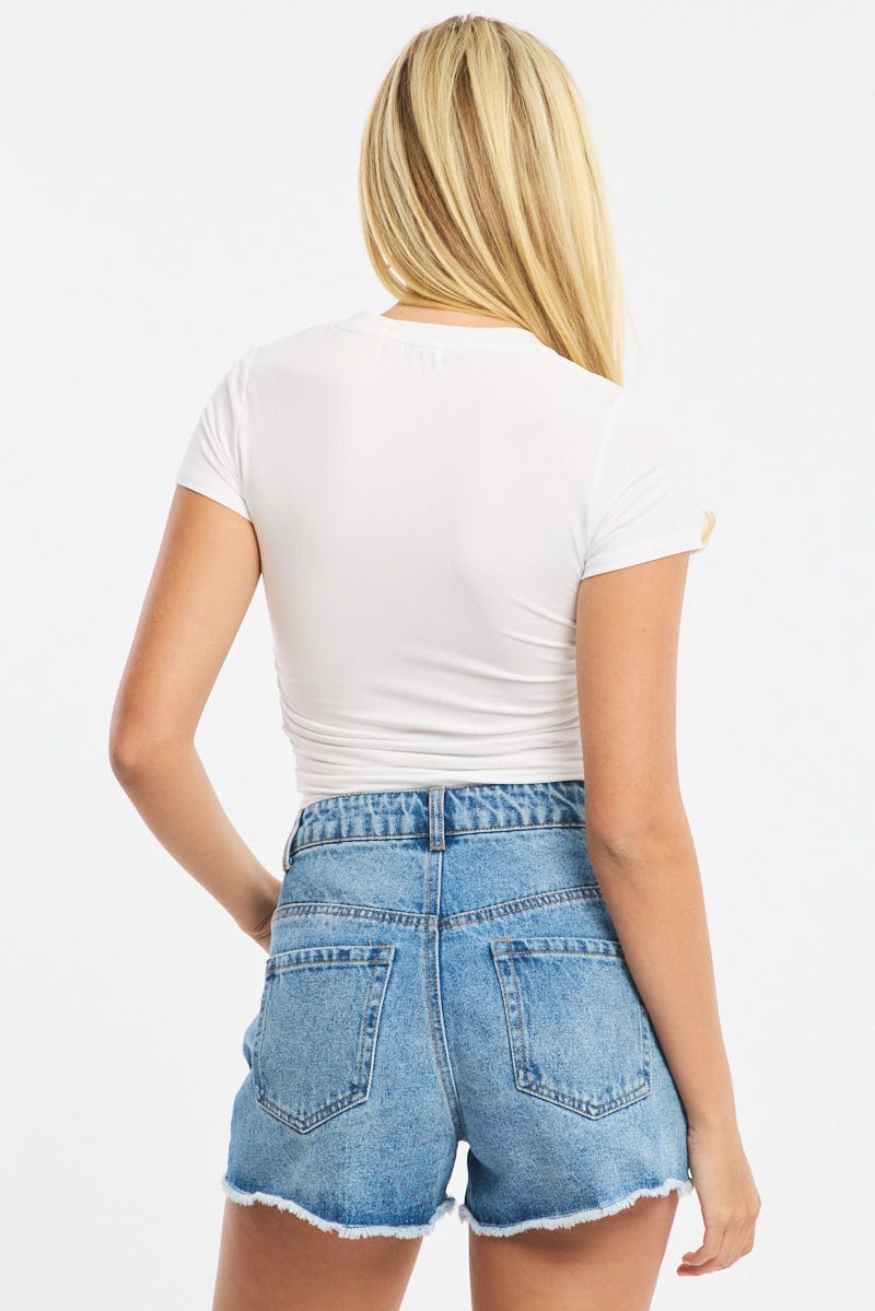 White T-shirt Short Sleeve Crew Neck Modal for Ally Fashion