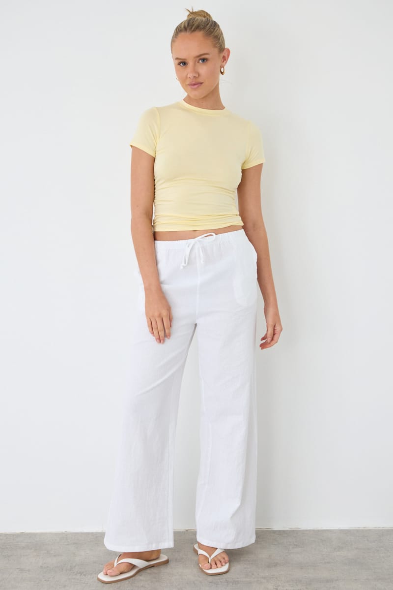 Yellow T-shirt Short Sleeve Crew Neck Modal for Ally Fashion