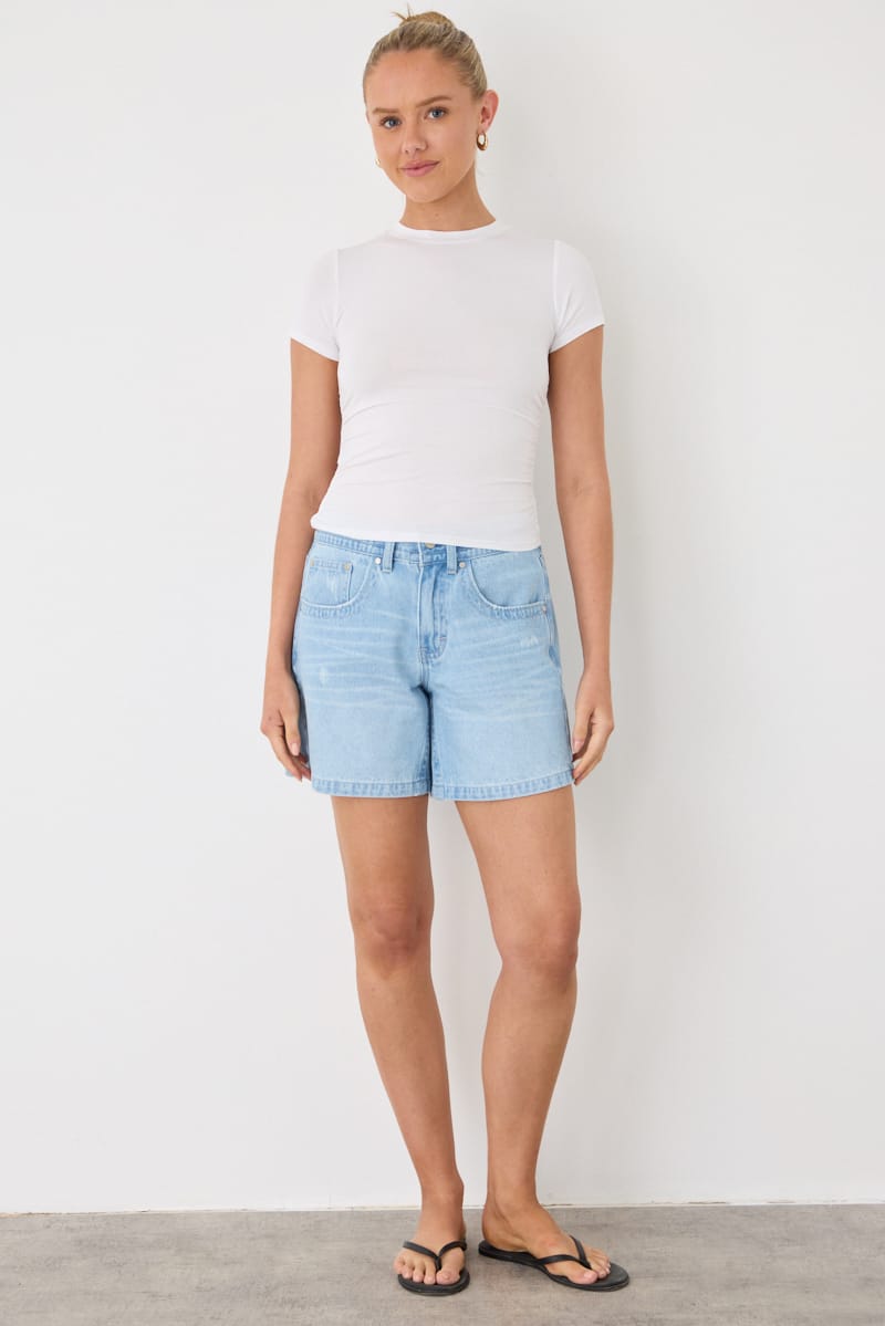 White T-shirt Short Sleeve Crew Neck Modal for Ally Fashion