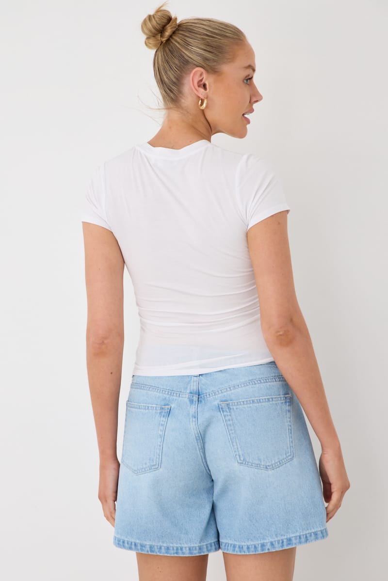 White T-shirt Short Sleeve Crew Neck Modal for Ally Fashion
