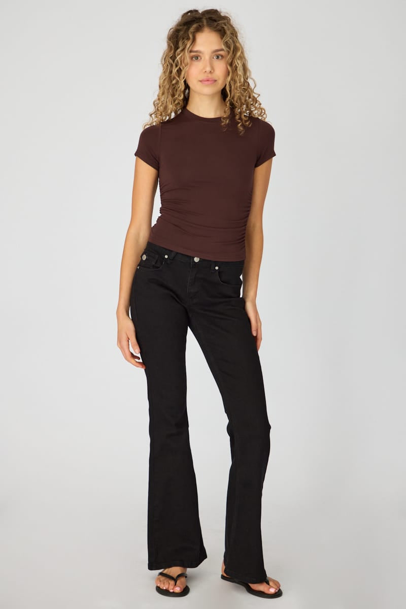 Brown T-shirt Short Sleeve Crew Neck Modal for Ally Fashion