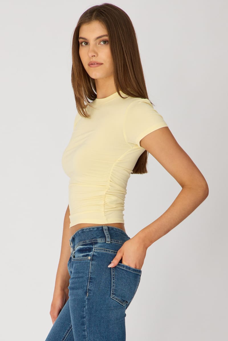 Yellow T-shirt Short Sleeve Crew Neck Modal for Ally Fashion