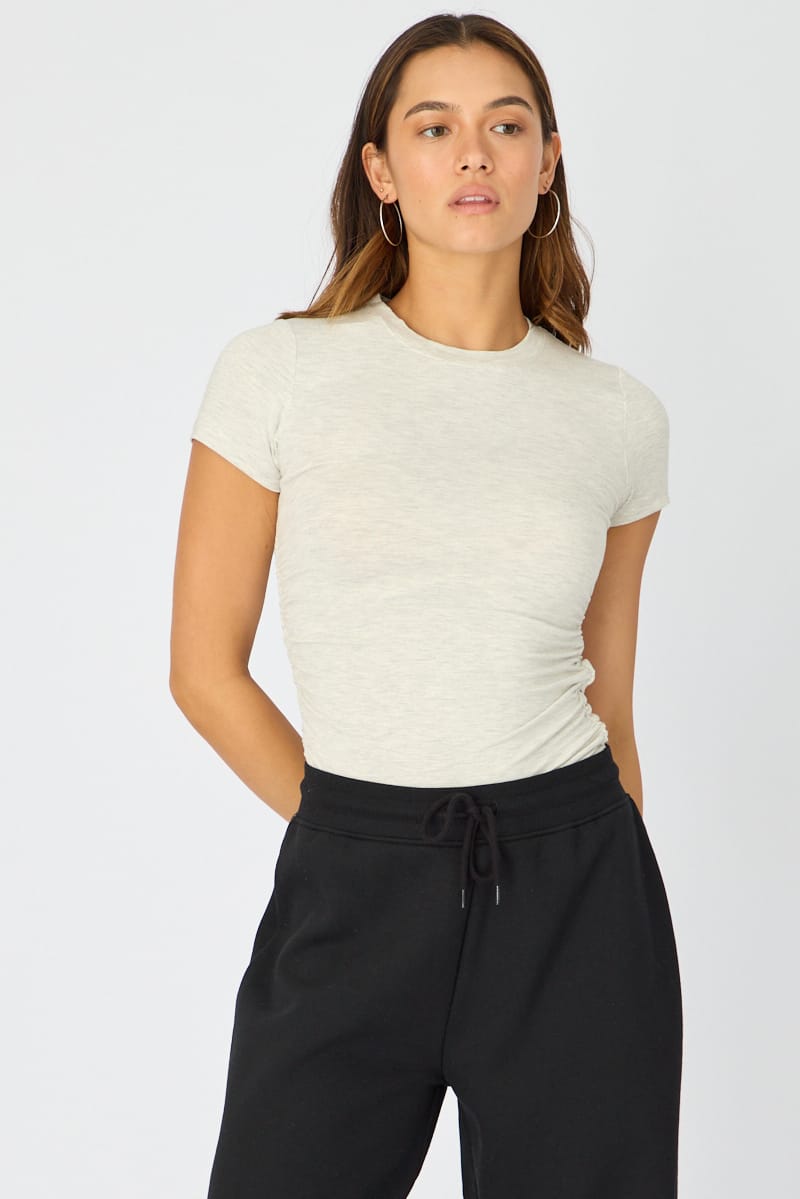 Grey T-shirt Short Sleeve Crew Neck Modal for Ally Fashion