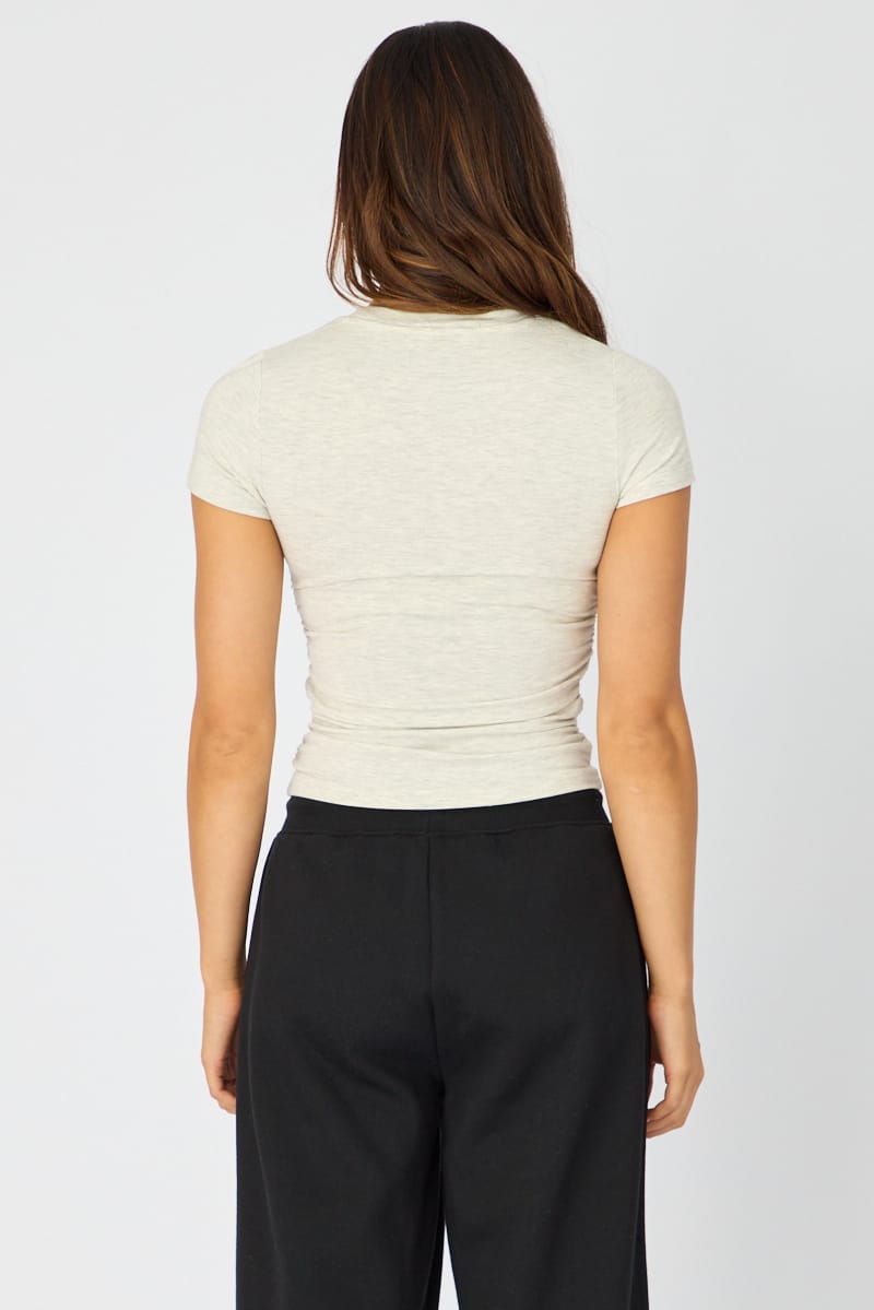Grey T-shirt Short Sleeve Crew Neck Modal for Ally Fashion
