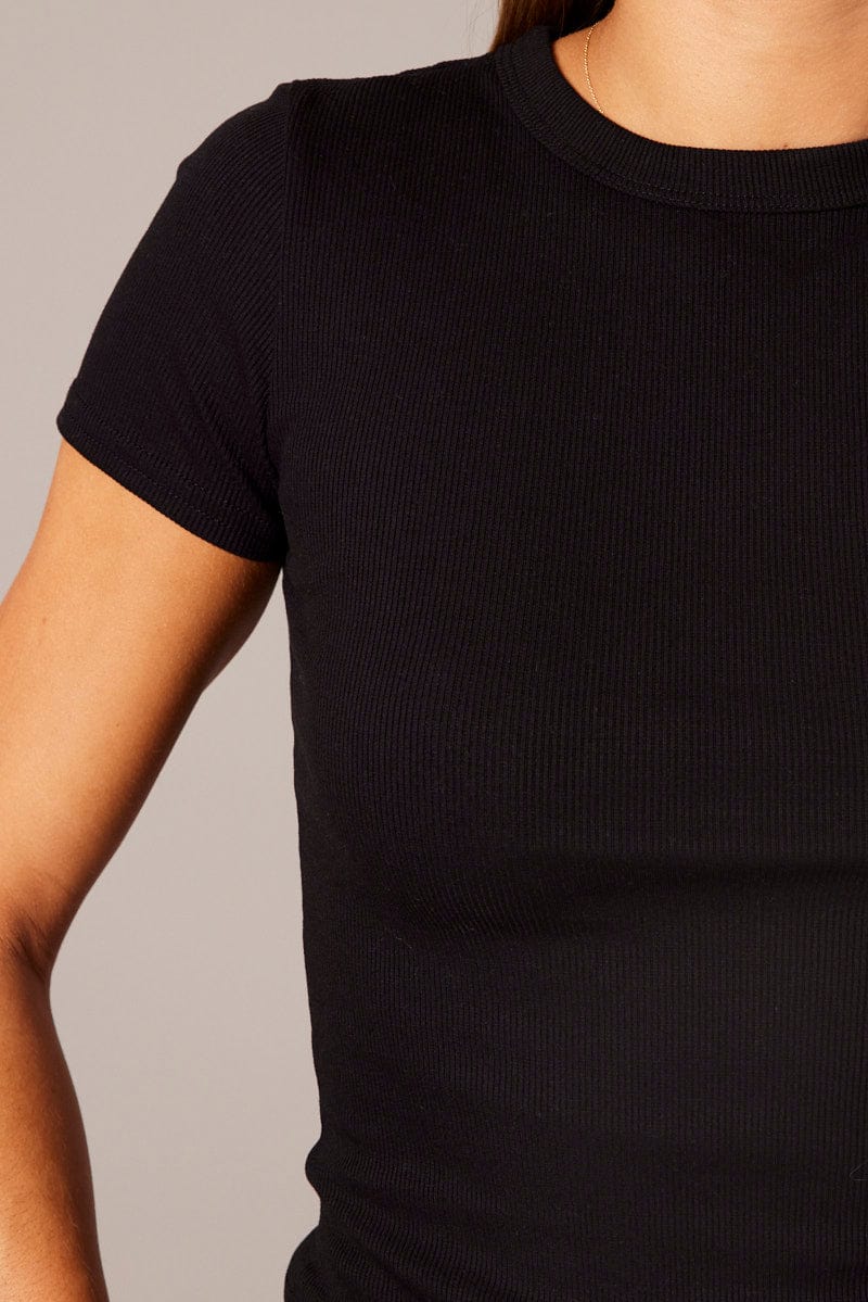 Black T Shirt Short Sleeve Crew Neck for Ally Fashion