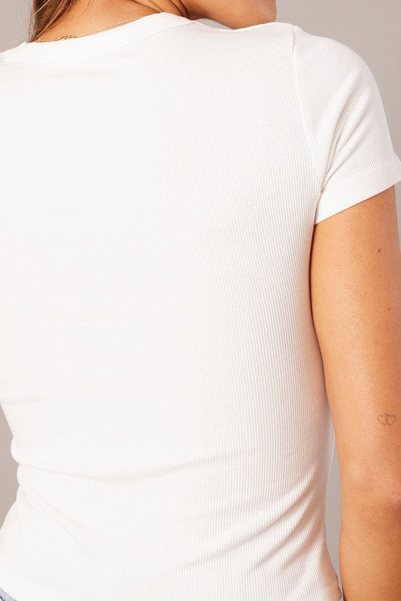 White T Shirt Short Sleeve Crew Neck for Ally Fashion